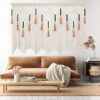 Large Boho Macrame Wall Hanging with Beads, 167x112 cm