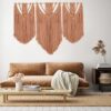 Large Boho Macrame Wall Hanging with Wood Beads (Brown, 43x30)