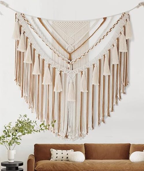 Large Brown Boho Macrame Wall Hanging - 55&Quot;X47