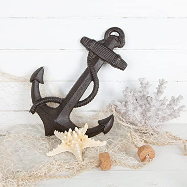 Large Dark Brown Cast Iron Anchor, 34 cm
