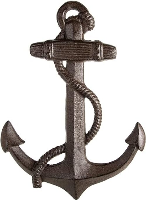 Large Dark Brown Cast Iron Anchor, 34 Cm