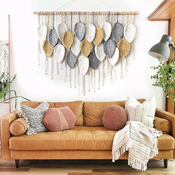 Großer Makramee Boho Wandteppich Wanddekoration, einfache Montage