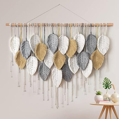 Large Macrame Boho Tapestry Wall Decor, Easy Assembly