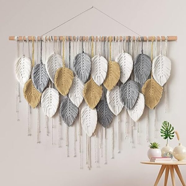 Großer Makramee Boho Wandteppich Wanddekoration, einfache Montage