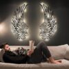 Large Metal Angel Wings Wall Art with Lights