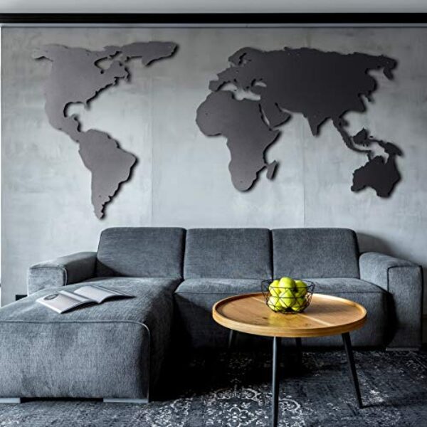 Large Metal World Map Wall Art