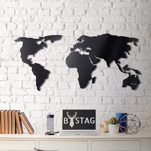 Large Metal World Map Wall Art