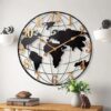 Large Minimalist Metal World Map Clock