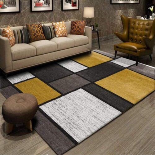 Large Mustard Yellow Geometric Area Rug