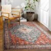 Large Red Boho Tribal Rug, 150 x 210 cm