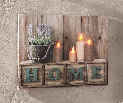Led Home Canvas With Flickering Candle Lights