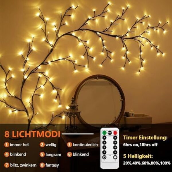 LED Willow Vine Fairy Lights with Remote, 144 Lights