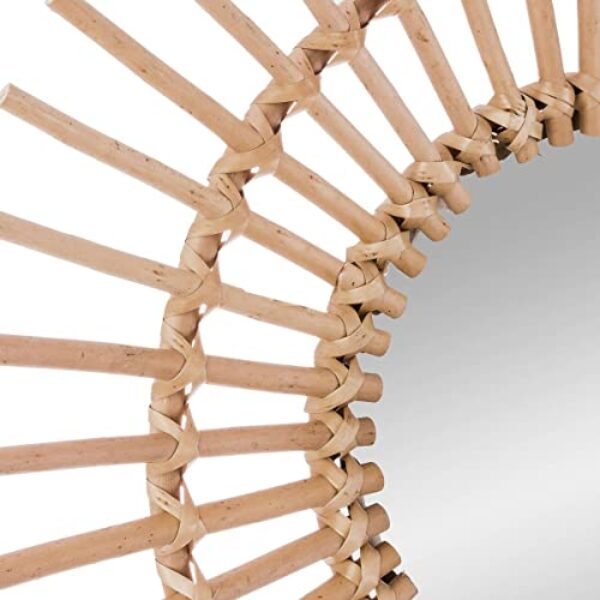 Light Wood Rattan Mirror, 58cm Diameter