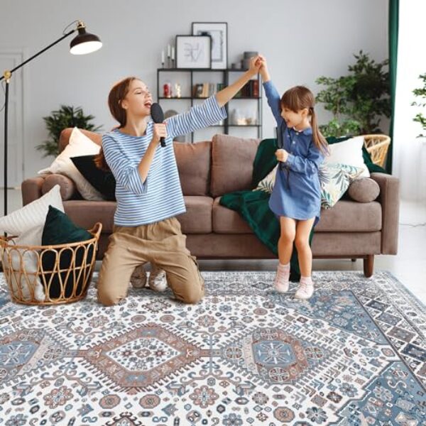 Maschinenwaschbarer dunkelblauer Orientteppich - 160x230 cm
