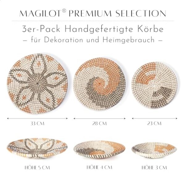 Magilot 3-Piece Boho Rattan Wall Baskets