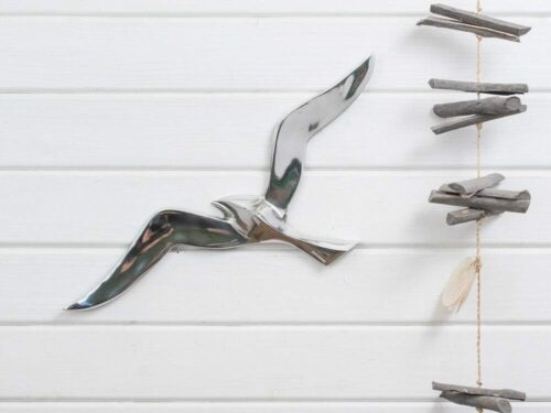 Maritime Aluminum Bird Wall Decor - Silver