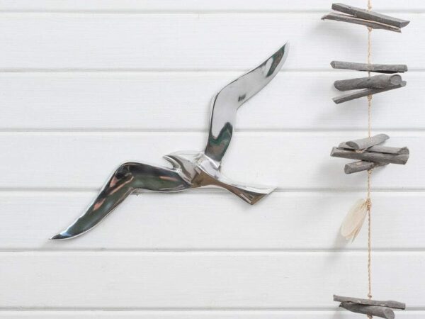 Maritime Aluminum Bird Wall Decor - Silver