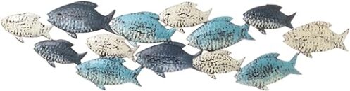 Maritime Fish Metal Wall Art - Grey/Blue Shabby