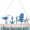 Maritime Wooden Door Sign, Blue/White, 22x16 cm