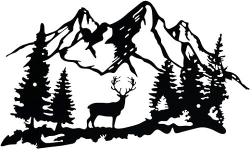 Metall-Hirsch-Waldhütte Wanddekoration - Schwarzes Eisen