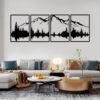 Minimalistisches Wandkunst-Set aus Metall: Berge und Wald (112x40 cm)