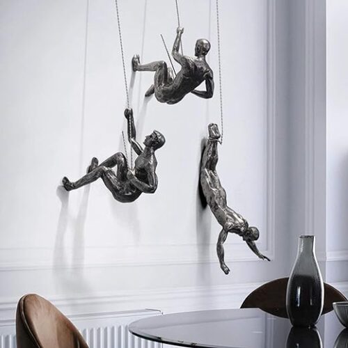 Modern Climbing Figure Wall Sculpture