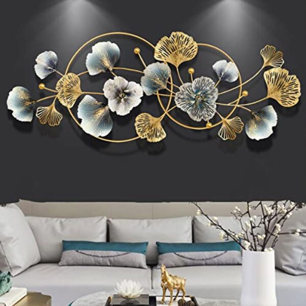 Modern Ginkgo Metal Wall Art, Golden, Small