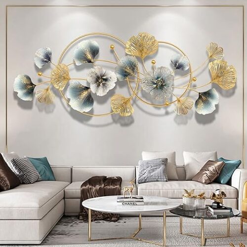 Modern Ginkgo Metal Wall Art, Golden, Small