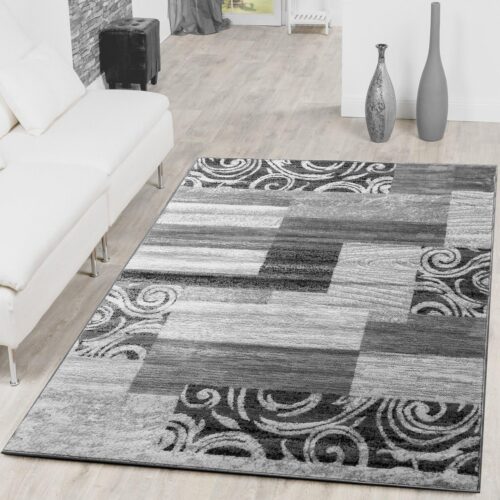 Modern Patchwork Rug Grey Cream 160X220Cm