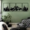 Mountain and Forest Metal Wall Art - Black, 4 Pieces
