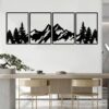 Mountain and Forest Metal Wall Art - Black, 4 Pieces