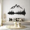 Mountain & Forest Metal Wall Art, Black, 120x80cm