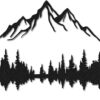 Mountain & Forest Metal Wall Art, Black, 120x80cm