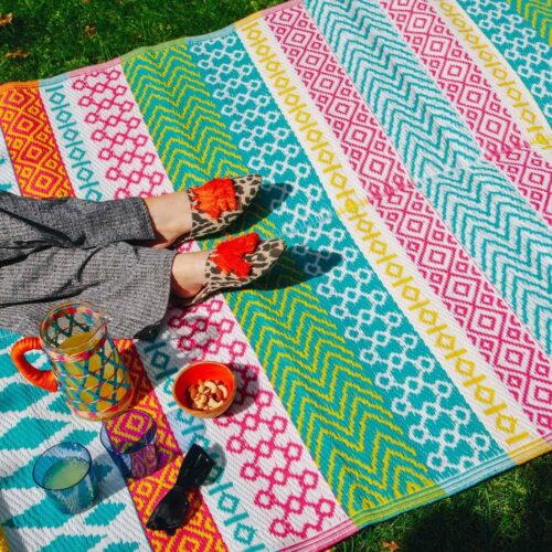Multicolor Waterproof Geometric Outdoor Rug - 120X180 Cm