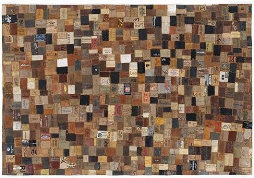 Mehrfarbiger Leder-Patchwork-Teppich 70X140 cm