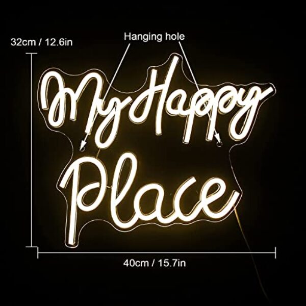 My Happy Place Neon Sign, Warm White USB