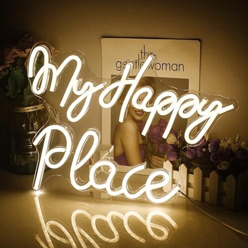 My Happy Place Neon Sign, Warm White Usb