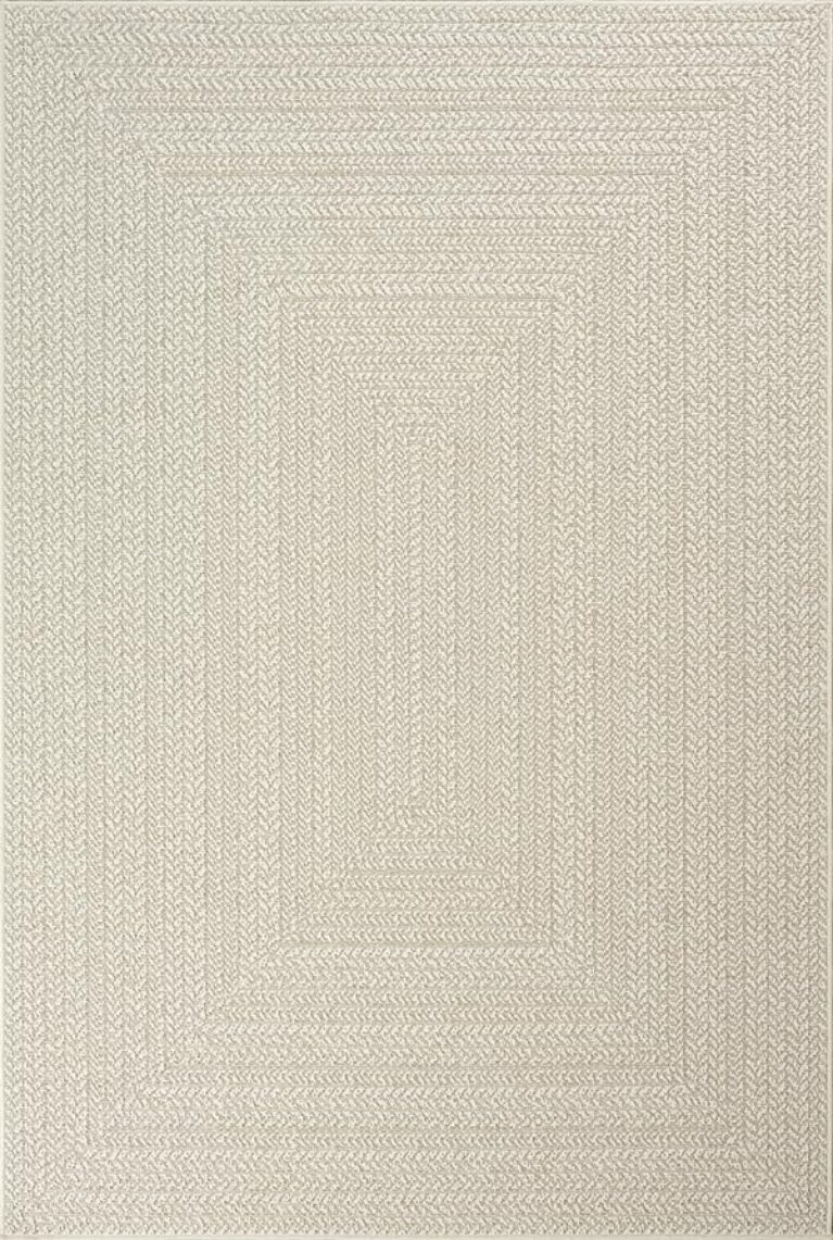Natural Jute Look Weatherproof Rug, Cream, 140 x 200 cm
