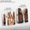Nature Mountains Lake Picture Set - Vibrant Orange/Brown