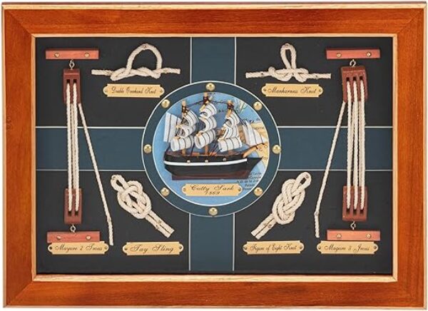 Nautical Knotboard Wall Decor - Brown/Blue, 38x28 cm