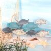 Nautical Metal Fish Wall Sculpture - Blue/Turquoise