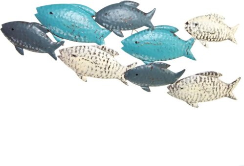 Nautical Metal Fish Wall Sculpture - Blue/Turquoise