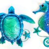Ocean Blue Seahorse & Sea Turtle Wall Art