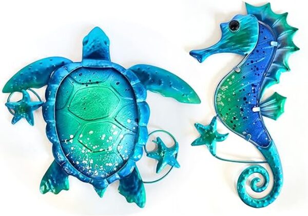 Ocean Blue Seahorse & Sea Turtle Wall Art