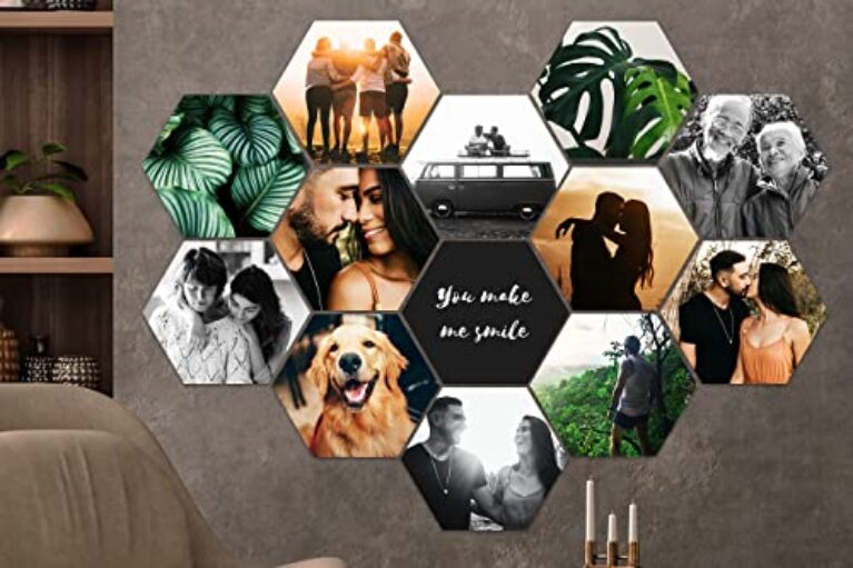 Personalized Hexagon Photo Collage - Modern Wall Decoration