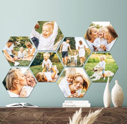 Personalized Hexagon Photo Collage - Modern Wall Decoration