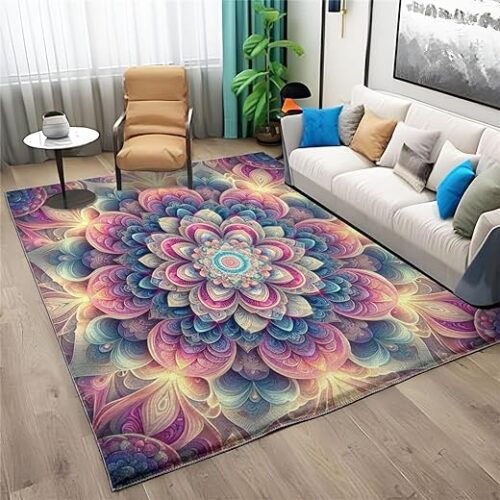 Quixora Colorful Mandala Starry Sky Rug