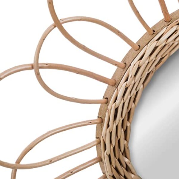 Rattan-Blumen-Spiegel - Beige, 38 cm