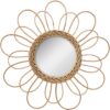 Rattan-Blumen-Spiegel - Beige, 38 cm