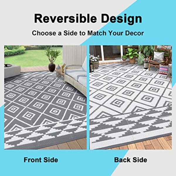 Reversibler UV-beständiger Outdoor-Teppich (150x210cm, geometrisch)